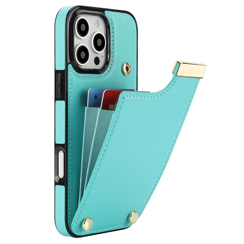 For iPhone 16 Pro Case TPU+PU Leather Hardware Decor Phone Cover with Card Holder