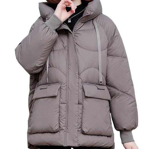 Куртка женская с капюшоном и карманом большого размера, свободная куртка для мам, зимняя куртка-пуховик