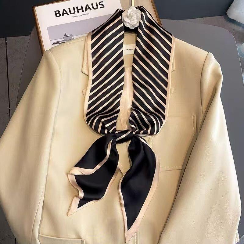 Длинный шейный платок, узкие ленты для волос, шарф, женские модные повязки на голову, шейные платки, напечатанная повязка на голову, симпатичные женские шарфы-сумки 14x145 см