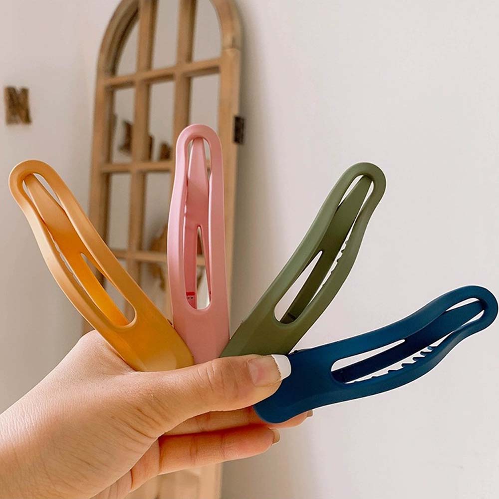 Simple Wild Women Girls Seamless Candy Color Hair Claw Duckbill Clip Plastic Face Wash Hairpin