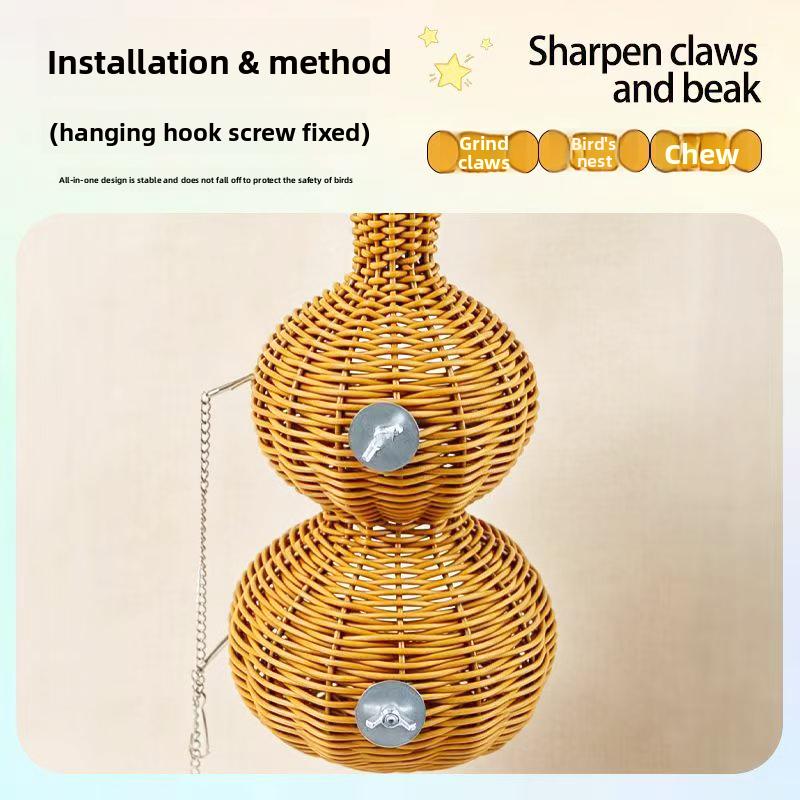 Rattan Parrot Nest Hand-woven Wear-resistant Bite-resistant Breathable Removable & Washable Birdcage Supplies