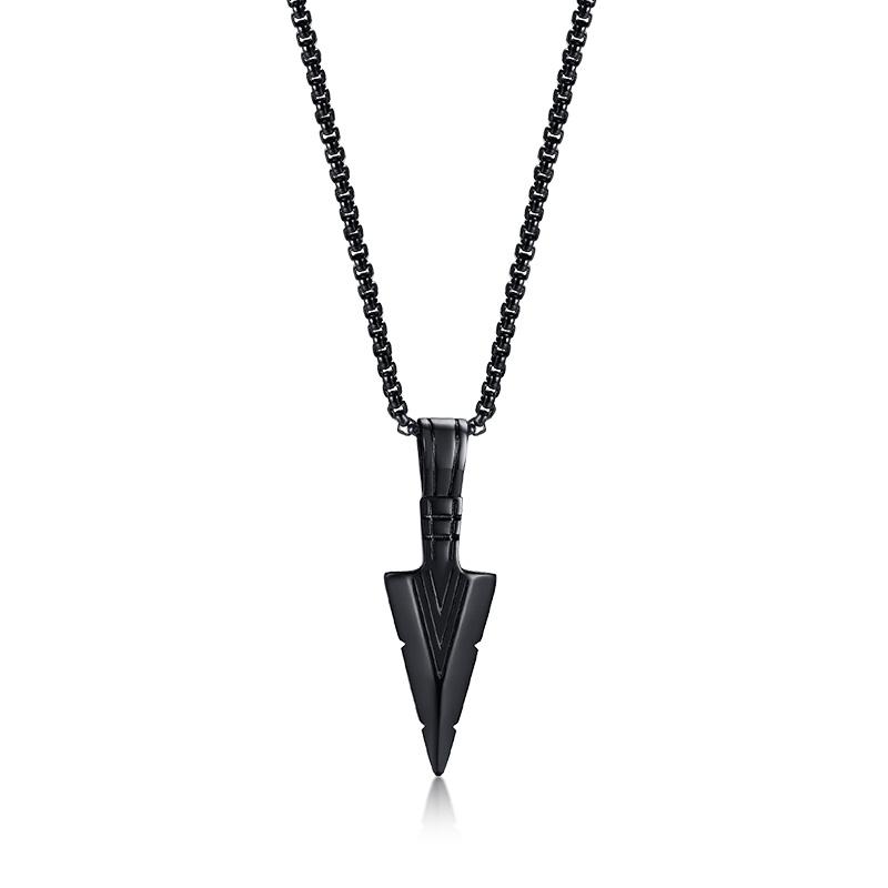 Man Necklace, Arrowhead Kunai Pendant,Stainless Steel Primal Tribal Spear Necklaces,Men Kunai Ethnic Viking Necklace