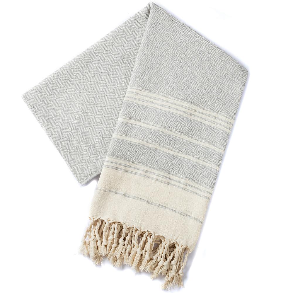 Cotton Turkish beach towel New diamond grid sports and fitness tassel bath towel kitchen towel soft absorbent quick