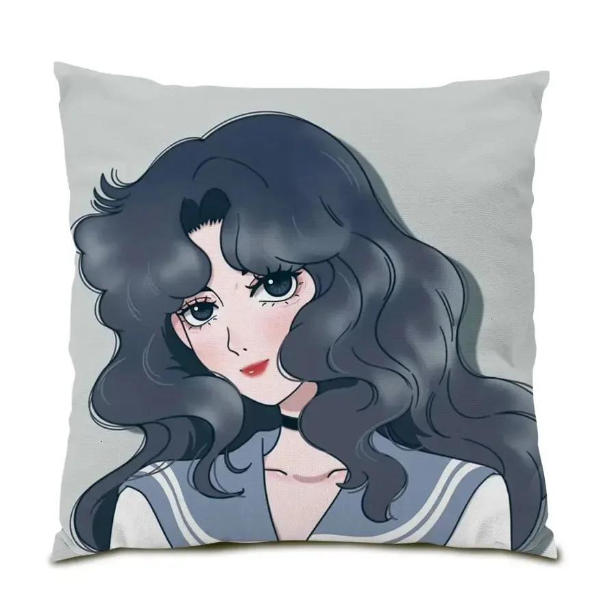 Luxury Home Decor Cushion Cover Cartoon Character Print Office Sofa Pillow Cover