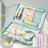 18-Piece Gradient Stainless Steel Nail Clipper & Pedicure Set with Eyebrow Scissors