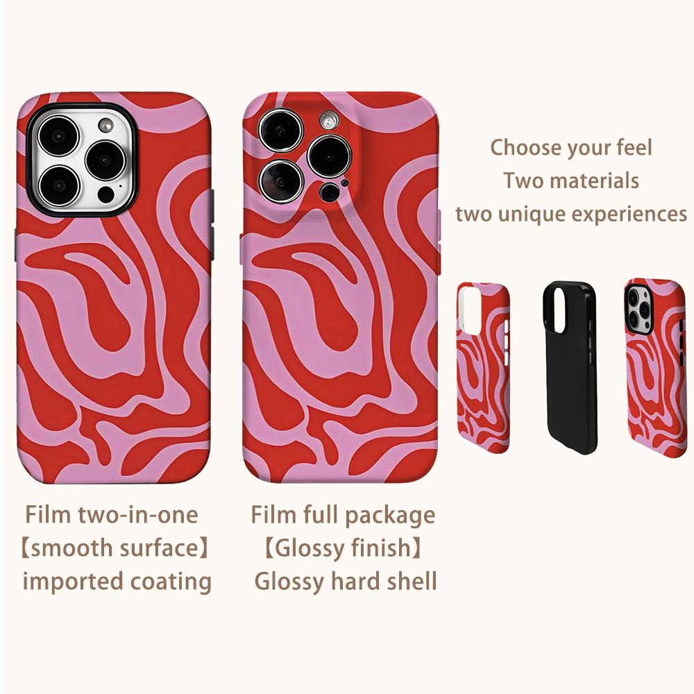 Красный чехол для телефона с брызгами воды для IPhone 16 15 14 13 12 11 X XS XR XSMAX 7 8 Pro Max Plus Двухслойная задняя крышка