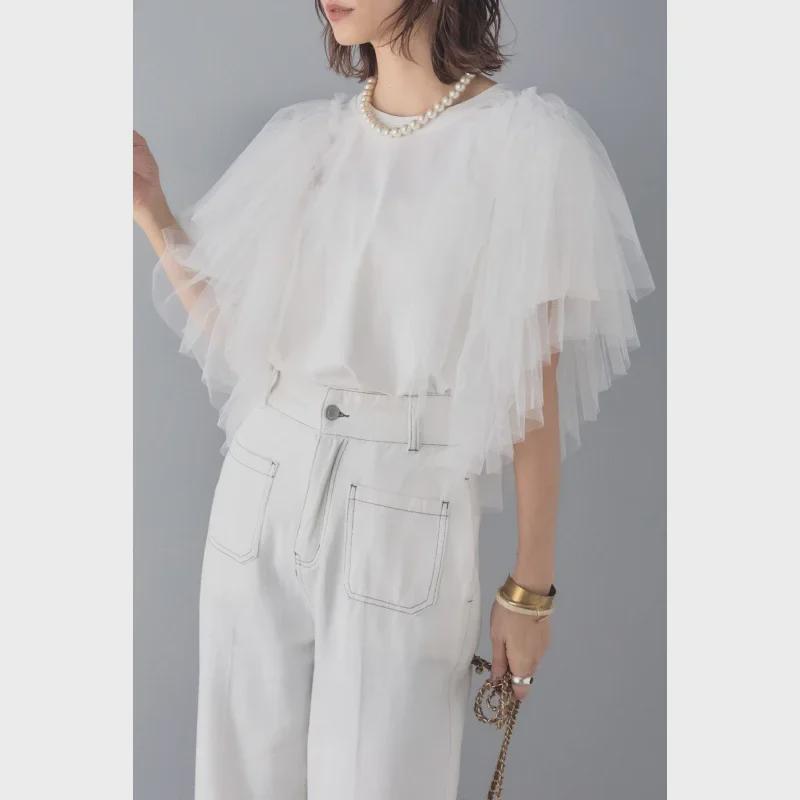 Женская хлопковая сетчатая футболка с коротким рукавом