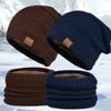 3pcs Wool Hat Scarf Gloves Set Warm Winter Beanie Hat Simple Thermal Knit Cap  Winter