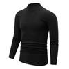 Men's Mock Turtleneck T-Shirt Solid Color Thermal Long Sleeve Casual Basic Top Black