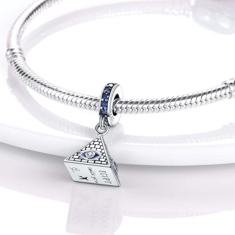 Pyramid Mum Dangle Charm Fit Bangle Bracelet 925 Silver Cleopatra Pharaoh Charms Beads Pendant Silver Original Jewelry