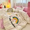 Washed Pure Cotton 4Pcs Set Cotton Towel Embroidered Quilt Cover Soft Skin-Friendly Bed Sheet Mattress