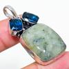 Natural Prehnite, Topaz Gemstone 925 Sterling Silver Gift Pendant 1.97" Z5p06