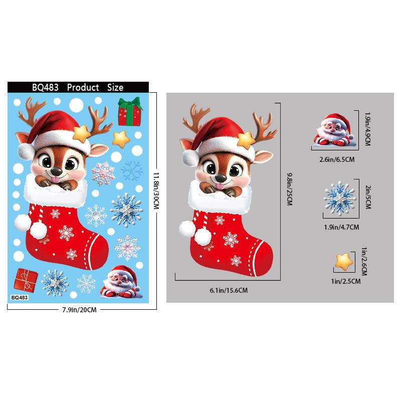 Creative Christmas Decorations, Electrostatic Stickers, Shop Window Decorations, Christmas Decorative Glass Stickers