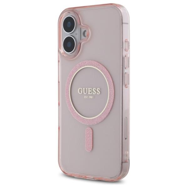 Guess Guhmp16Shfgerep Iphone 16 6.1     Różowy/Pink Hardcase Iml Glitter Circle Magsafe