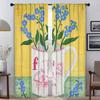 Vintage Flower Shades Kitchen Curtains for Living Room Curtain Halloween Decoration Home Interior Curtains 2 Pieces Partition