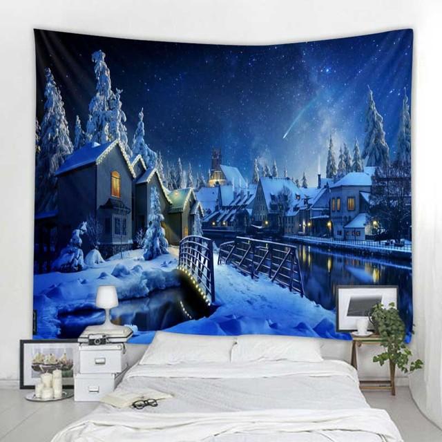 Рождественский гобелен настенный Санта-Клаус Рождественская елка Снежная сцена домашнее праздничное украшение гобелен камин рождественские подарки