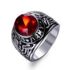 Vintage Stainless Steel Jewelry American Gi Eagle Ruby Titanium Steel Ring