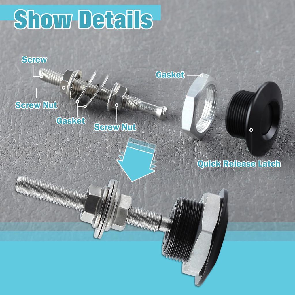 LEONTOOL Hood Pins, Set of 2, Universal Bonnet Pin, Push Type, For Cars, Quick