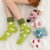 5pairs/lot Winter Heart-shaped Coral Fleece Mid Tube Socks Thickened Furnished Furry Soft Cute Home Floor Sleep Cotton Women Socks