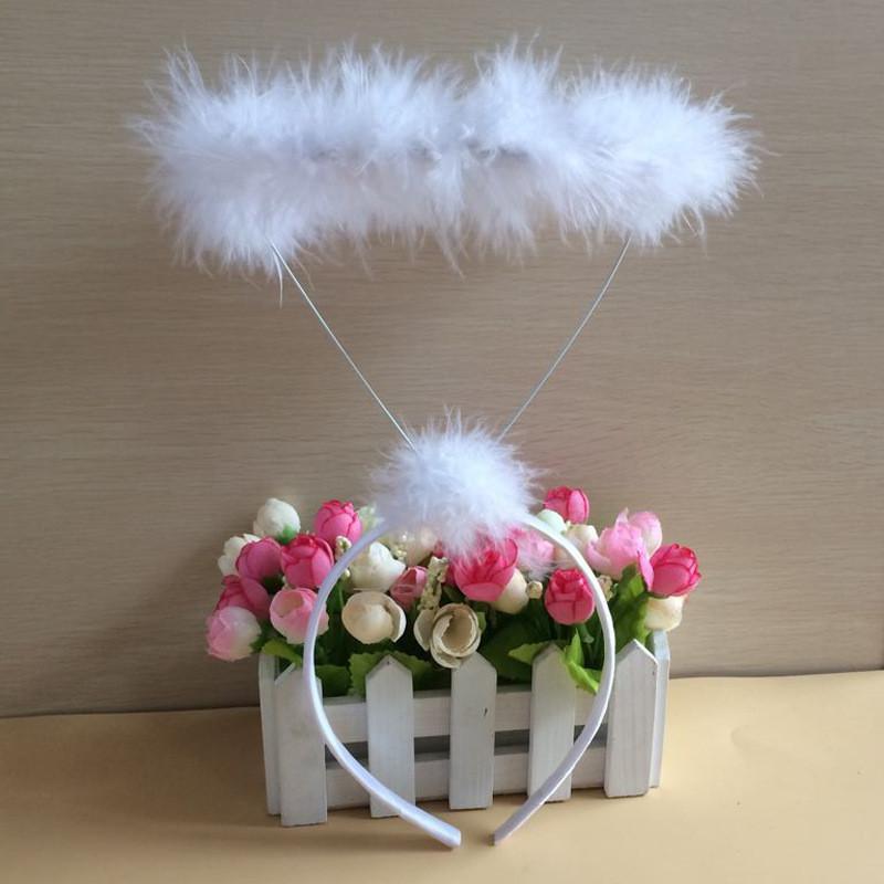 Повязка на голову для Хэллоуина и Рождественской вечеринки с белым пером, рожками ангела и демона, для костюма и праздничного декора