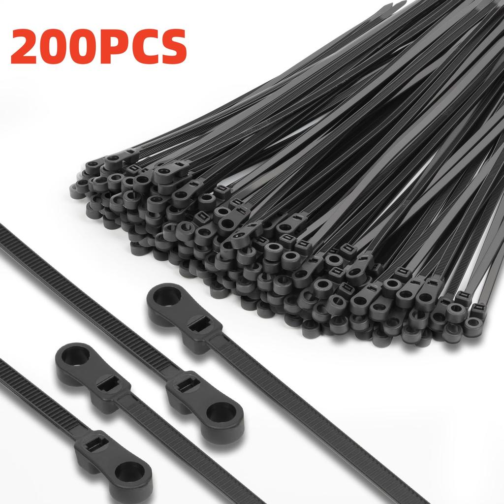 Screw Mount Cable Ties Nylon Heavy Duty Adjustable Self Locking Cord Zip Tie Screw Hole Wire Organizer Fastening Loop Straps