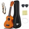 21-inch Soprano Ukulele Beginner Pack with String Gig Bag, Pick, Polishing Cloth, and Wooden Ukulele All-in-One Kit
