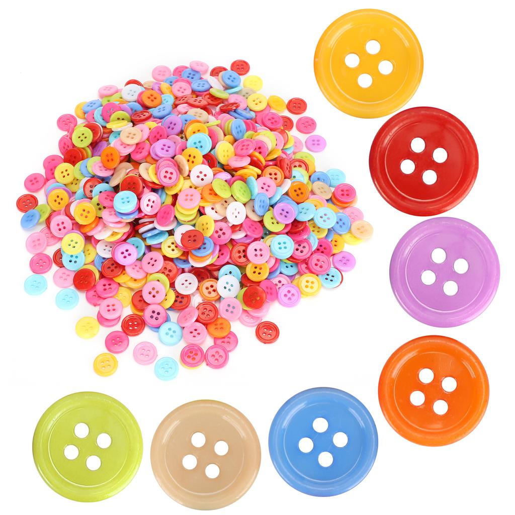 1000Pcs Mixed Color Buttons Plastic Sewing Manual DIY Clothing Accessories Hand Made Ornament(15mm )