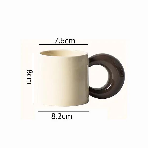 Creative Handle Ceramic Mug High Aesthetic Value Coffee Mug Cute Breakfast Cups Juice Milk Cup Couple Cups Household Water Cup