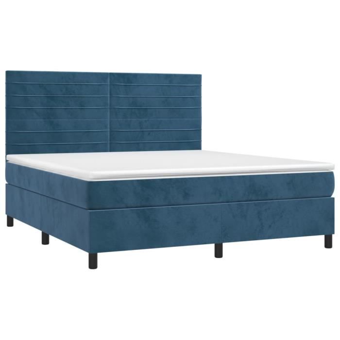 3143101 vidaXL Divan Bed and Mattress Dark Blue 180x200cm Velvet