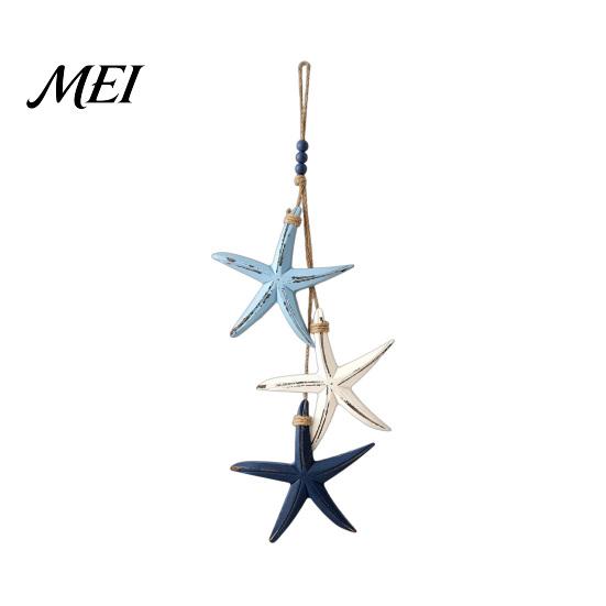Handmade Hanging Wall Art 1/2Pcs Bohemian Wooden Starfish Decoration, Fish Ornament, Entryway Decorations Coastal Nautical Pendant for Home
