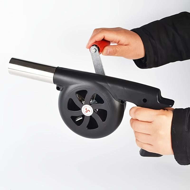 Portable Hand Crank BBQ Blower Fan , Ergonomic Air Blower with Detachable Handle, Compact Lightweight Design for Grill