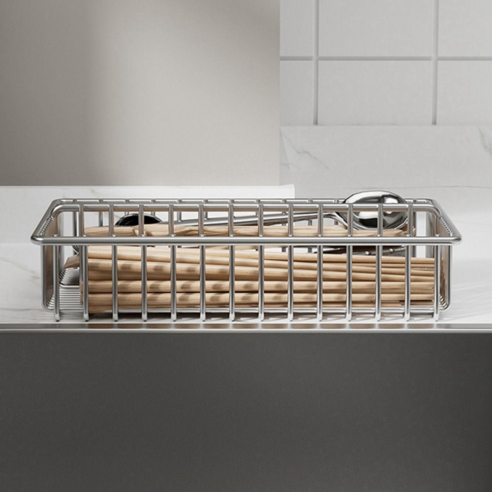 Silver Cutlery Drying Rack Large Capacity Cutlery Storage Basket  for Kitchen