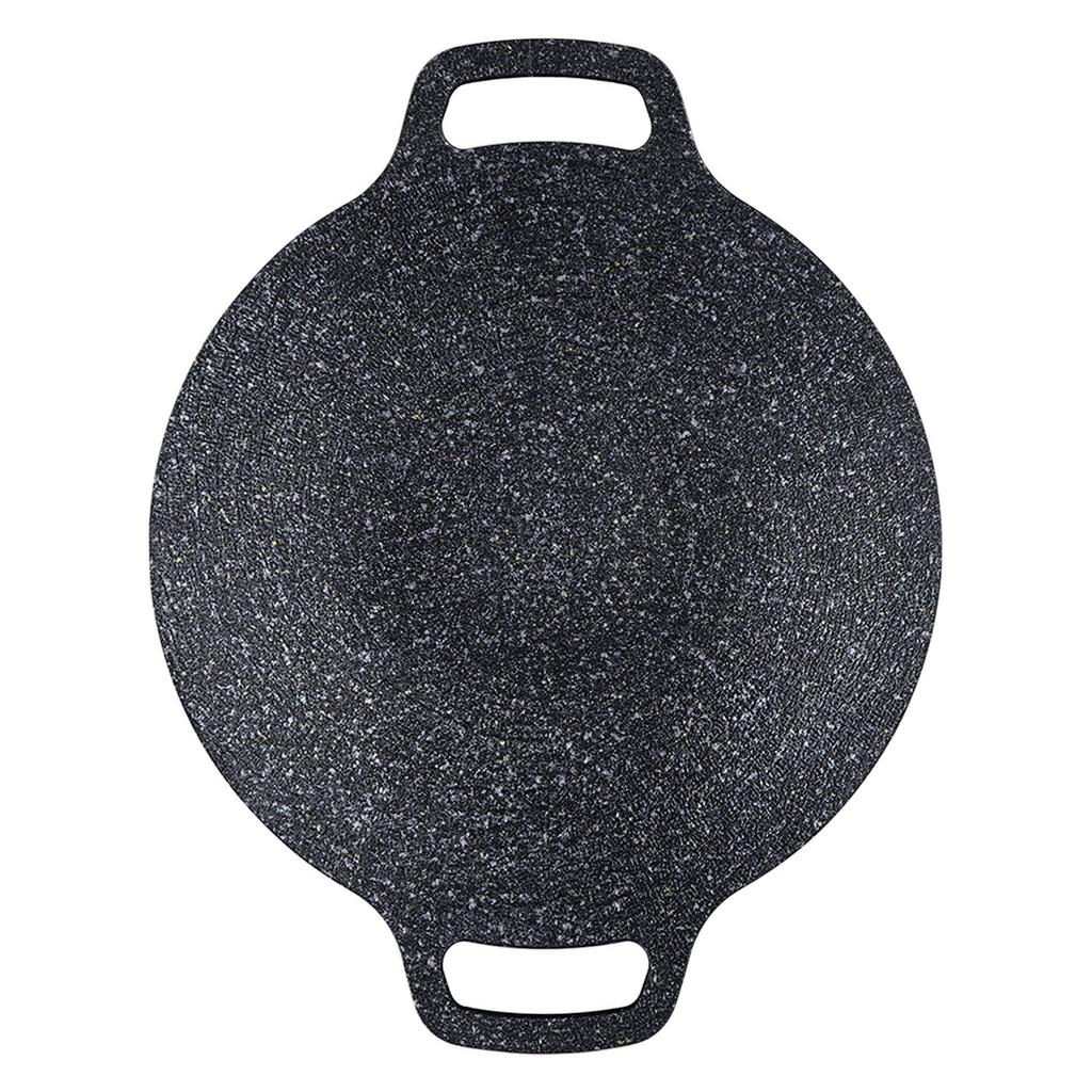 Круглая корейская сковорода для барбекю с антипригарным покрытием, алюминиевая сковорода для гриля с перчаткой против ожогов, зажим для еды 38 см