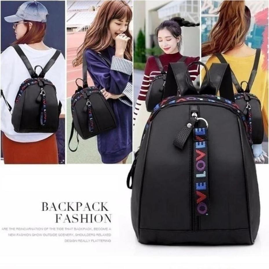 1 Pcs Double Back School Bag Ladies Backpack Fashion All-match Oxford Cloth Backpack Color Webbing Solid Color