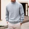 Men Turtleneck Sweater Twisted Knitted Pullover Sweater Casual Solid Color Base Layer Top for Street Work Dating Daily Wear