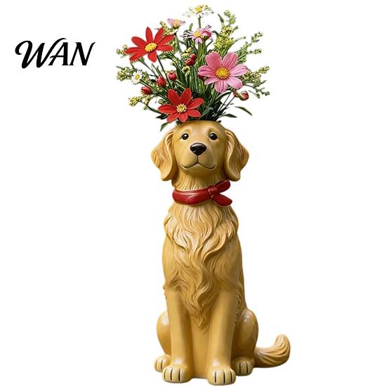 Small Vase Quirky Dog Handcrafted Whimsical Animal Flower Resin Decorative Floral Plants for Desk Shelf Boho Home Decor Gift Lovers Table Centerpiece
