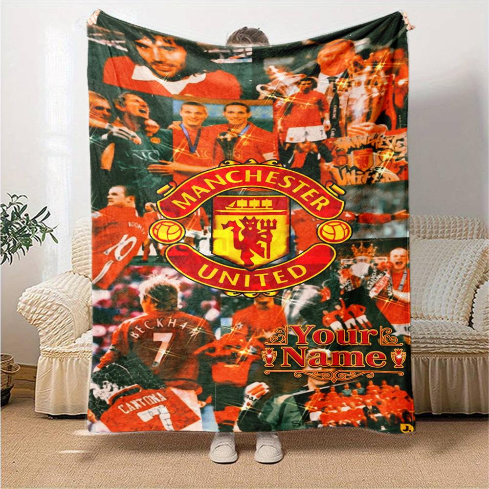 Manchester Personalized Text Blanket Cozy Personalized Blanket Comfortable Throw For Home Decor Sofa Couch Bed Four Seasons Universal