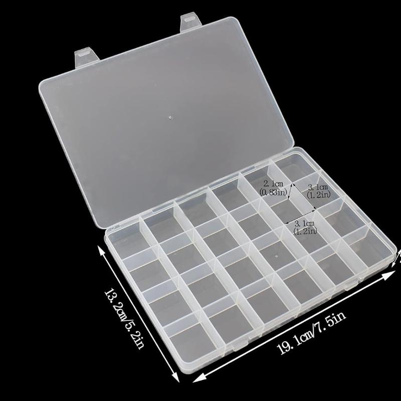 Пластиковый ящик-органайзер для бисера с 24 сетками, контейнер для хранения органайзера, разделители для декоративно-прикладного искусства из бисера.
