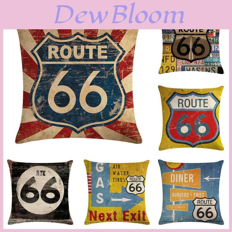 Наволочка Mother Road Route 66 из хлопка и льна с потайной молнией