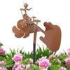 Metal Drummer Windmill Statue Decorative Wind Power Rock Art Statue Outdoor Wind Sculpture for Yard Lawn Garden Patio Decor