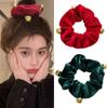 With Small Bell Christmas Hair Scrunchies Velvet Plush Women Hair Ring  Hair Accessories