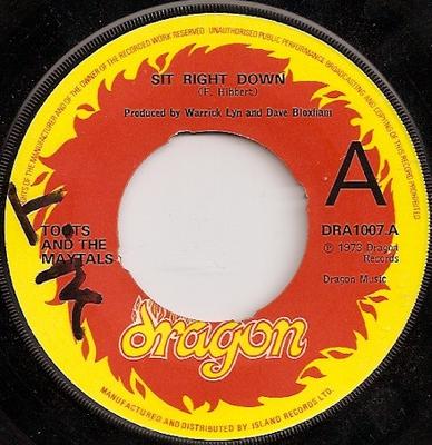 7-дюймовая пластинка TOOTS & THE MAYTALS - Sit Right Down DRA1007 Dragon 1973 UK Регги, Ска и Даб Б/У