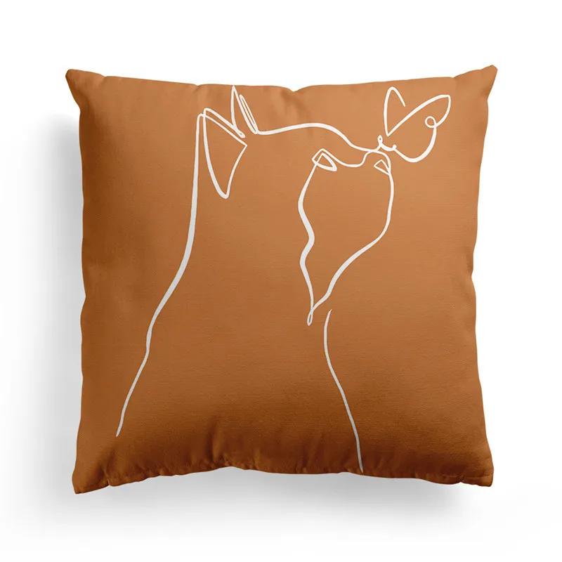 Nordic Orange Geometric Throw Pillow Cover Flower Printed Home Decorative Pillow Cushion Covers Office Sofa Pillowcase