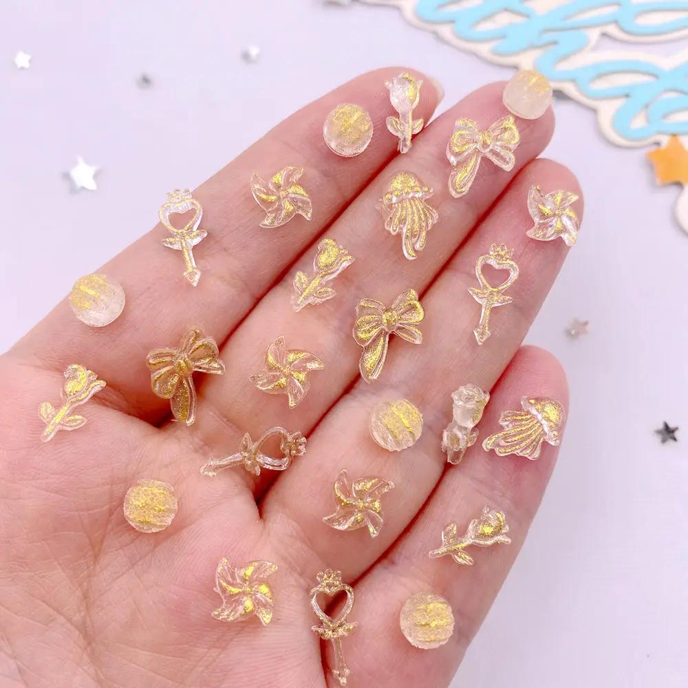 8g Resin Mini Glitter Colorful Magic Wand Jellyfish Rose Art Nail Flat Back Rhinestone Applique DIY Scrapbook Jewellery Decor