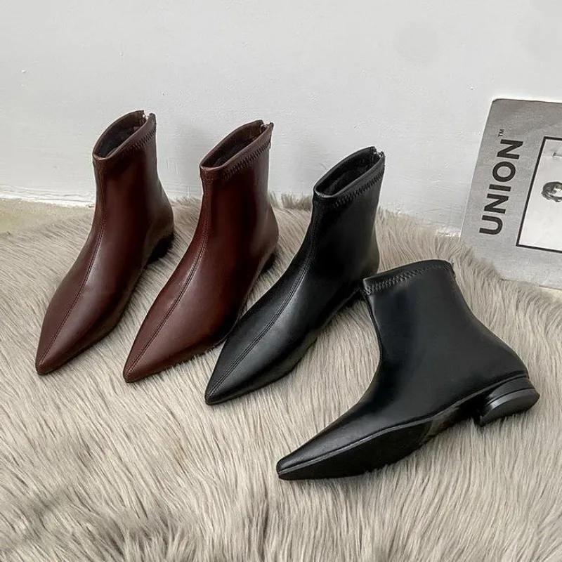Модные модные сексуальные заостренные кожаные женские ботильоны дизайнерские осенне-зимние большие размеры 35-43 ботинки на платформе обувь для женщин