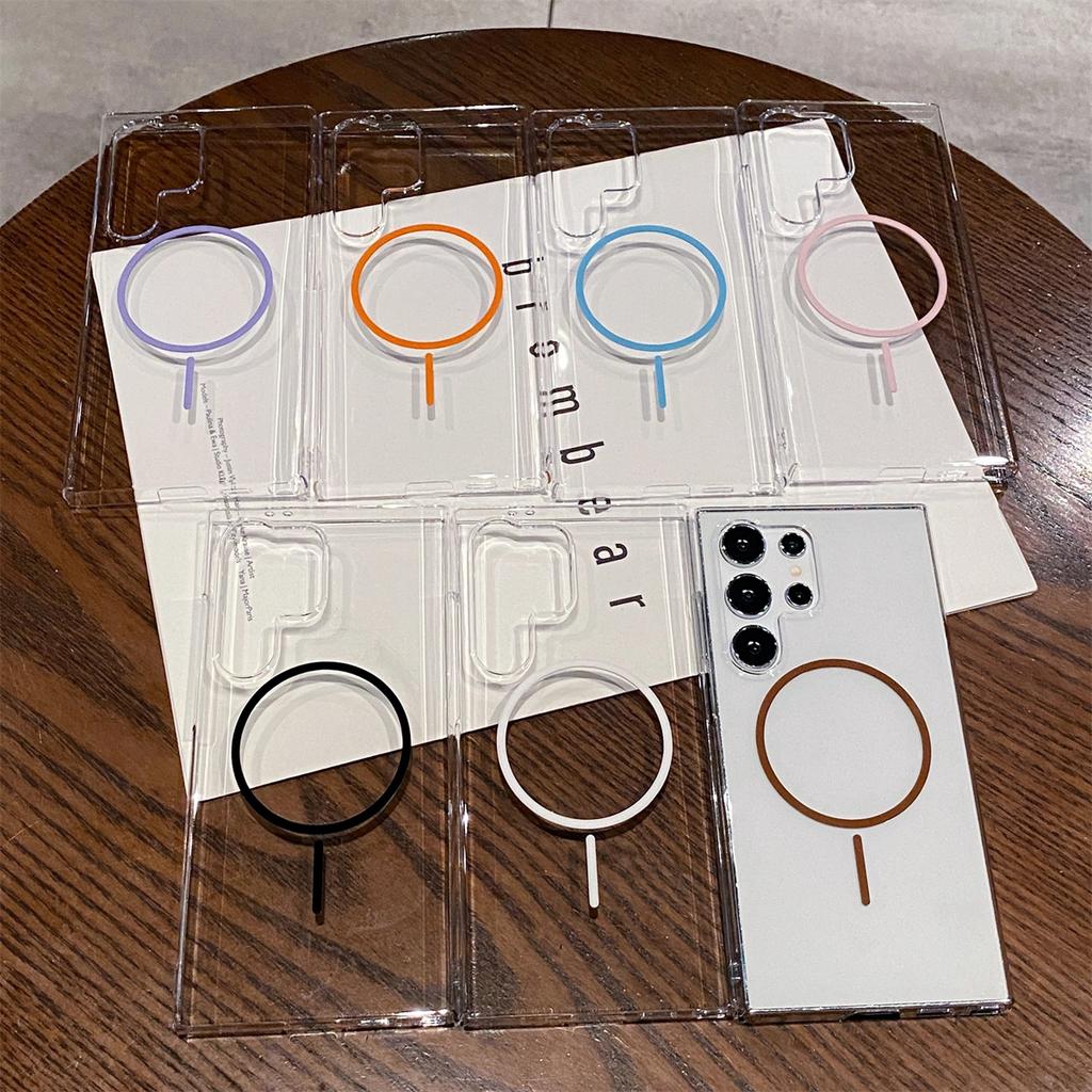 Простой чехол MagSafe для телефона S25 S24 для Samsung Galaxy S25 Ultra S24 Plus S24 FE Кристальная беспроводная зарядка Жесткая прозрачная поликарбонатная накладка