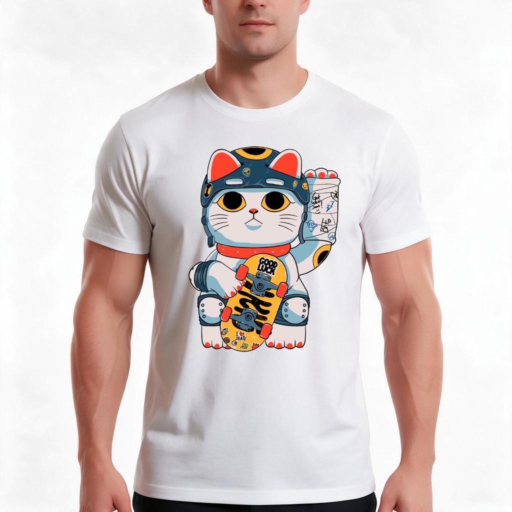 Unlucky Skater Tshirt Summer Casual Cotton Tee Oversized Streetwear Tops Vintage Graphic Print Loose Fit Short Sleeve