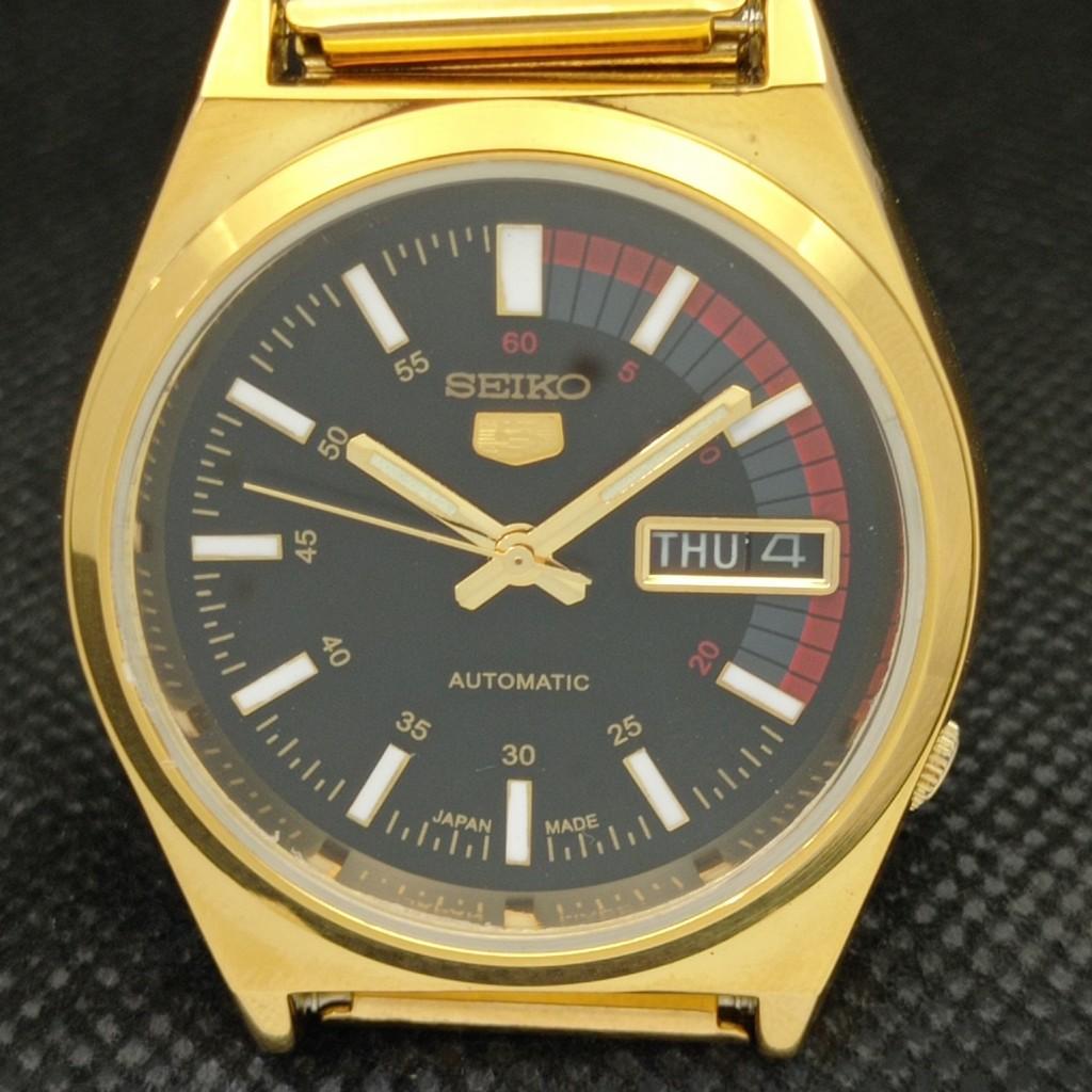 ВОССТАНОВЛЕННЫЕ ВИНТАЖНЫЕ ЧАСЫ SEIKO 5 AUTO 6309A JAPAN MENS DAY/DATE ЧЕРНЫЕ a309510-9