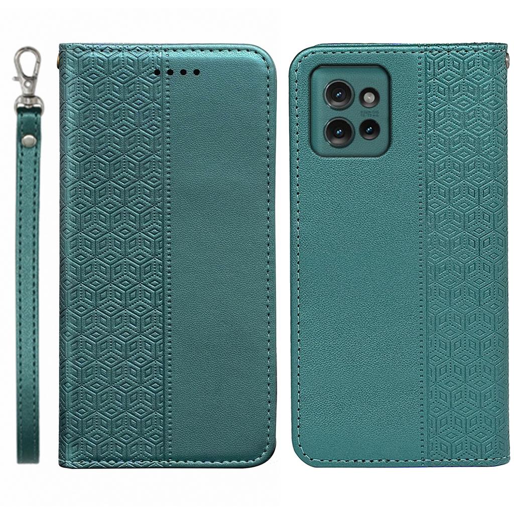 For Motorola Edge 50 5G Wallet Phone Case Strong Magnetic Checkered Pattern Imprint Leather Flip Cover