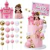 Pink Castle Princess Cake Topper with Stars - Perfect for Girls' Birthday Parties